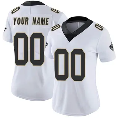 Women's New Orleans Saints Custom White Gold Jersey - All Stitched - Nebgift